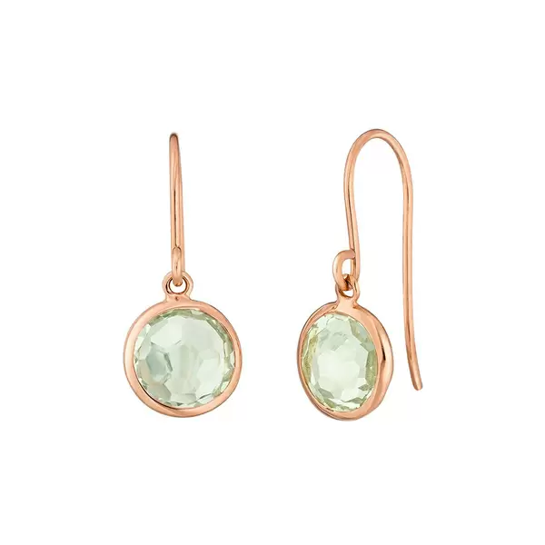 Leaf Jewelry Ohrringe Grüner Amethyst, 14 K Rosegold Fabrikladen