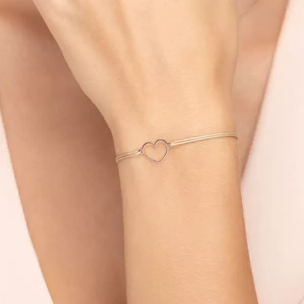 Leaf Jewelry Glücksbändchen GENTLE HEART, 14 K Rosegold, Beige 2025