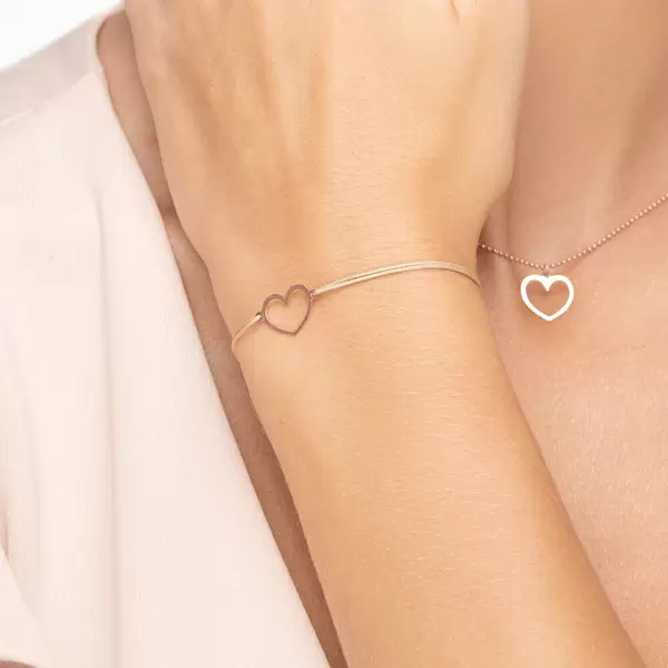 Leaf Jewelry Glücksbändchen GENTLE HEART, 14 K Rosegold, Beige 2025