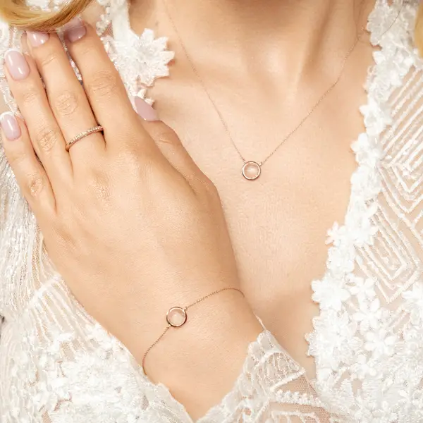 Leaf Jewelry Halskette Rosenquarz, 14 K Roségold Blitzverkäufe