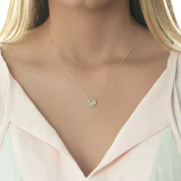 Leaf Jewelry Halskette Grüner Amethyst, 14 K Gelbgold Kostenloser Versand