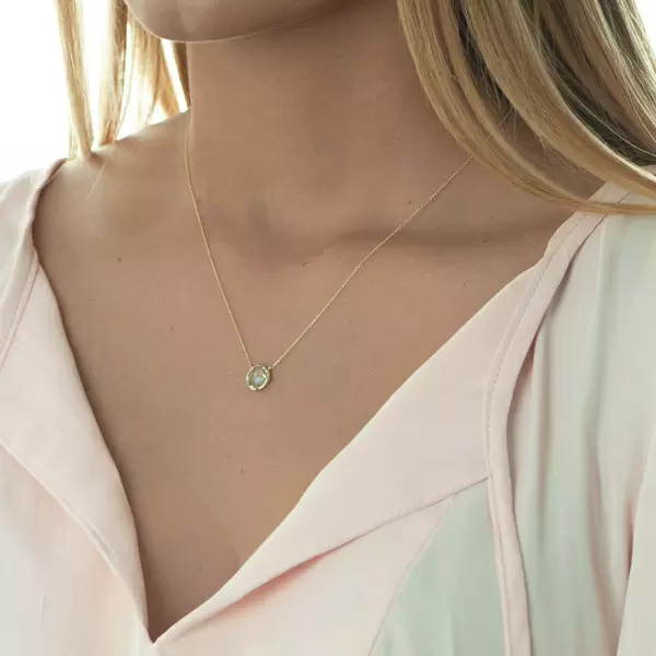Leaf Jewelry Halskette Grüner Amethyst, 14 K Gelbgold Kostenloser Versand