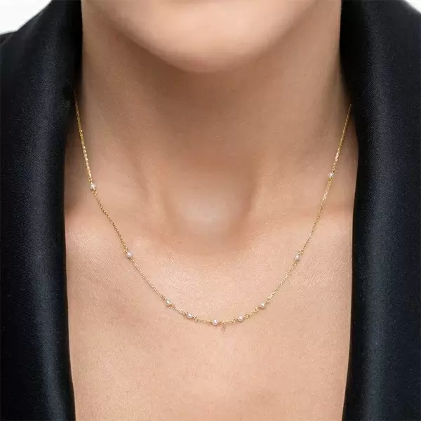 Leaf Jewelry Halskette White Pearls, 14 K Gelbgold Rabatt