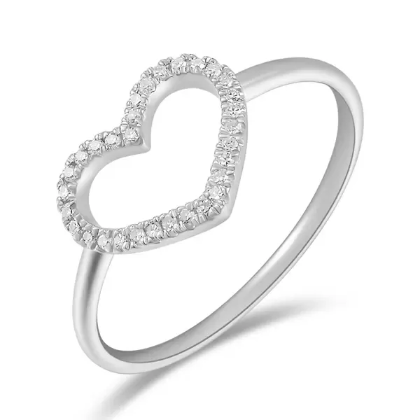 Leaf Jewelry Ring Herz mit Diamanten, 18 K Weißgold Flash Sale