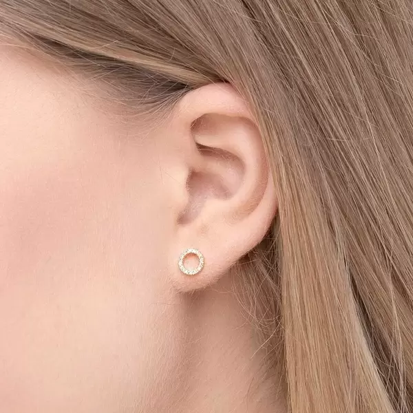 Leaf Jewelry Ohrringe Circle mit Diamanten, 18 K Gelbgold Osterangebot