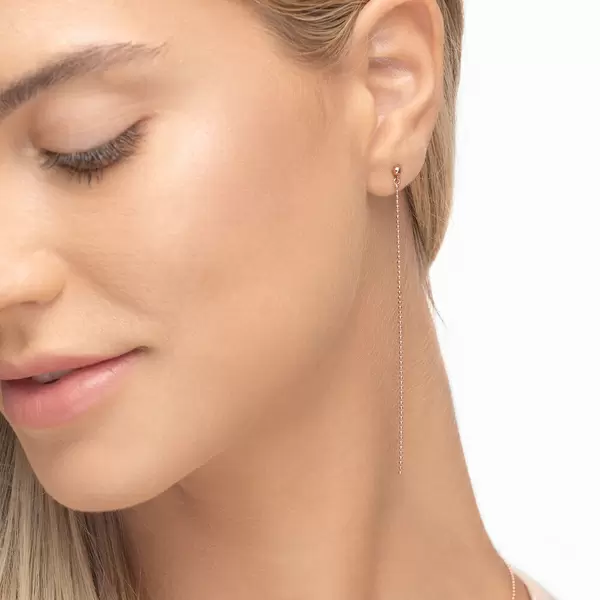 Leaf Jewelry Ohrringe Ball Chain, 14 K Rosegold Muttertagsangebot