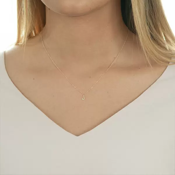 Leaf Jewelry Halskette Letter "J", 14 K Rosegold mit Diamanten Valentinstagsangebot