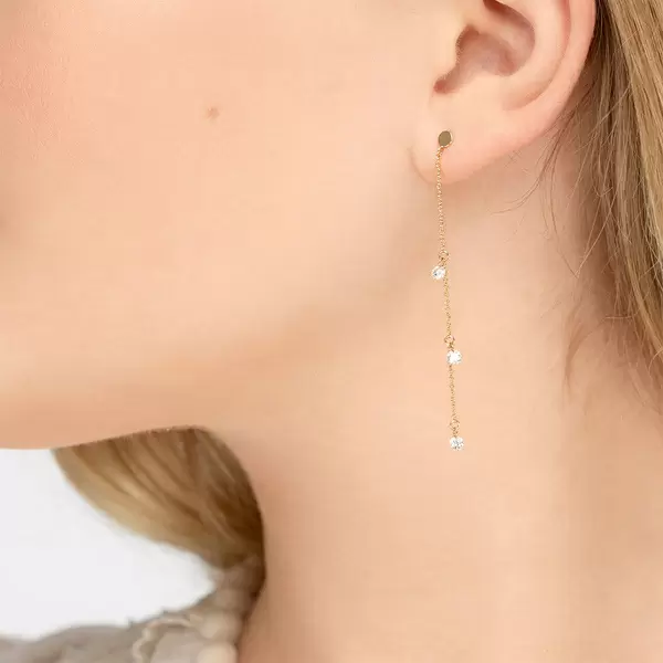 Leaf Jewelry Ohrringe Pure Chain mit Diamanten, 18 K Gelbgold Top Angebot