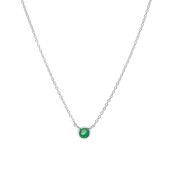 Leaf Jewelry Halskette Smaragd, 14K Weißgold Blitzangebot