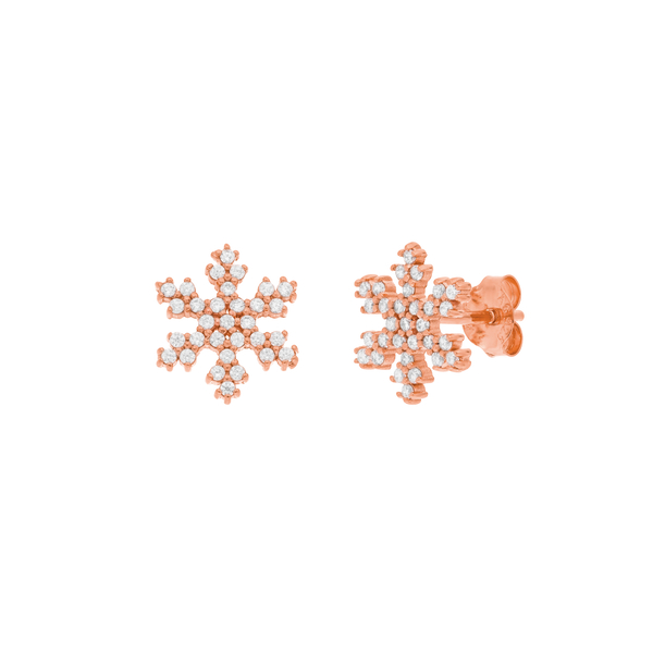 Leaf Jewelry Ohrstecker Snowflake, 18 K Rosegold vergoldet Online
