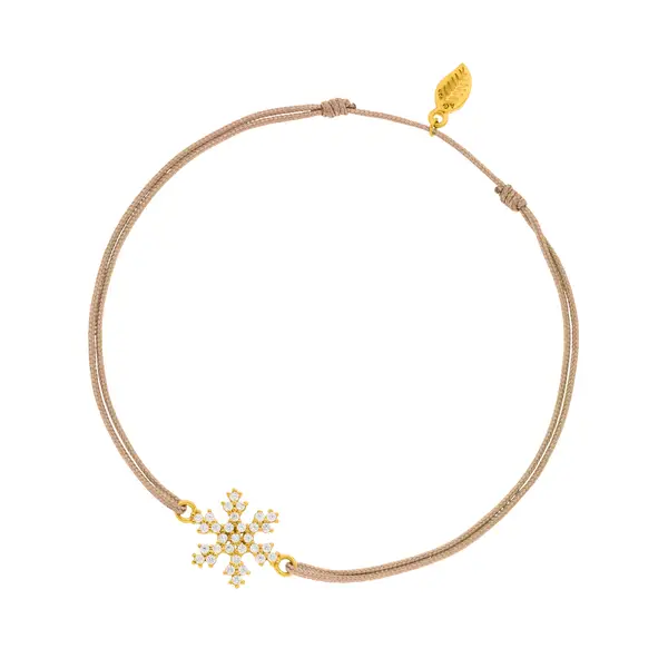 Leaf Jewelry Glücksarmband Snowflake, 18 K Gelbgold vergoldet, Beige Exklusivangebot