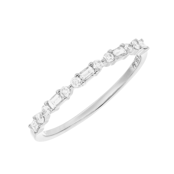 Leaf Jewelry Ring mit Baguette Diamanten, 14K Weißgold Preisnachlass