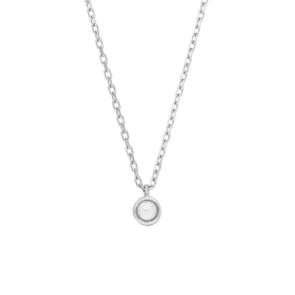 Leaf Jewelry Halskette Pure mit Perle, 925 Sterlingsilber, rhodiniert Kostenlose Rückgabe