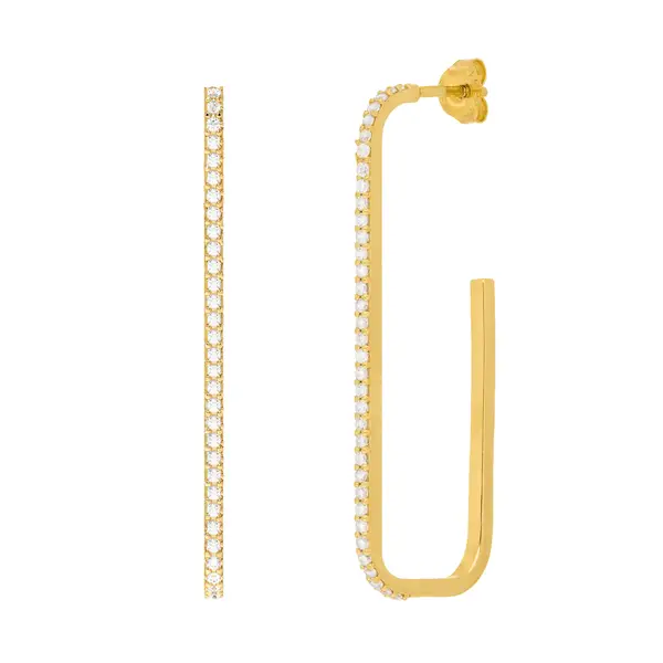 Leaf Jewelry Creole Square mit Zirkonia, 18 K Gelbgold vergoldet Sonderangebot der Fabrik