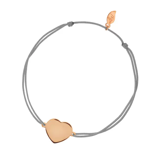 Leaf Jewelry Glücksbändchen Heart-Disc, matt, Roségold vergoldet, grau Clearance-Verkauf