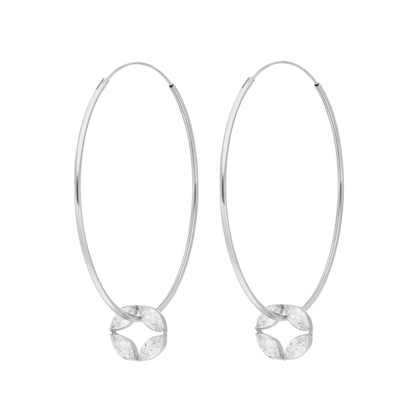 Leaf Jewelry Creolen Zirkonia Flower, 925er Silber Kostenloser Versand