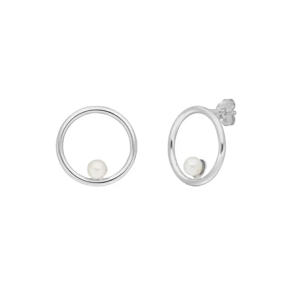 Leaf Jewelry Ohrstecker Circle mit Perle, 925 Sterlingsilber Zeitlich begrenztes Angebot