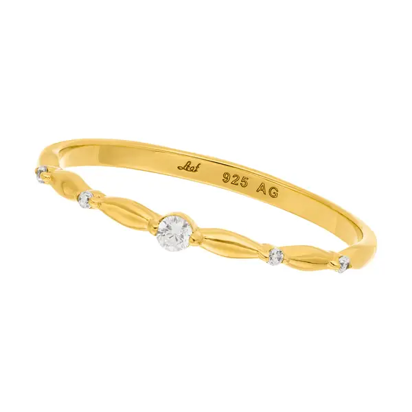 Leaf Jewelry Silber Ring mit Zirkonia, Gelbgold, Gr.52 Neuheiten