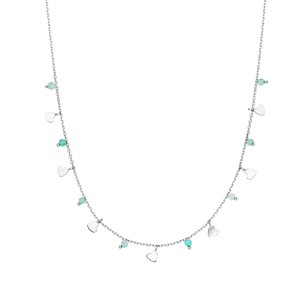 Leaf Jewelry Halskette Hearts Amazonit, 925 Sterlingsilber Letzte 2 Tage