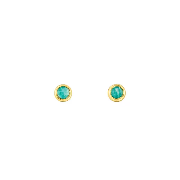 Leaf Jewelry Ohrstecker Pure Amazonit, 3mm, 18 K Gelbgold vergoldet Black Friday Preise