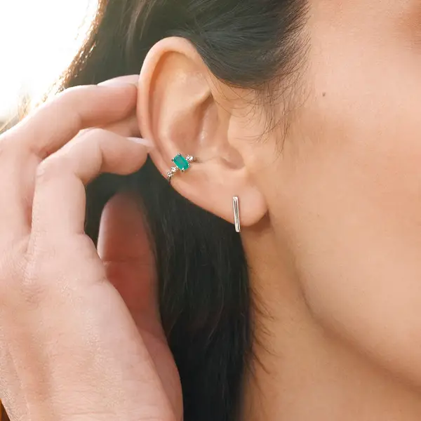 Leaf Jewelry Silber Earcuff Gorgeous Gems, Grüner Achat, Rosegold 50% Rabatt für begrenzte Zeit