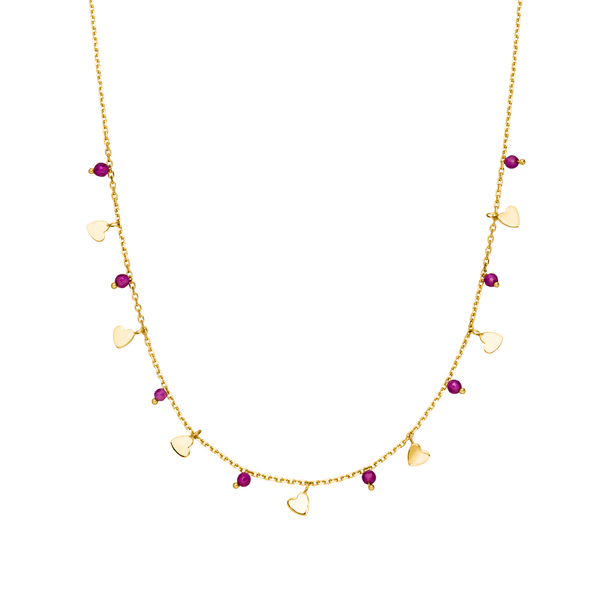 Leaf Jewelry Halskette Hearts Rubin, 18 K Gelbgold vergoldet Schlussverkauf