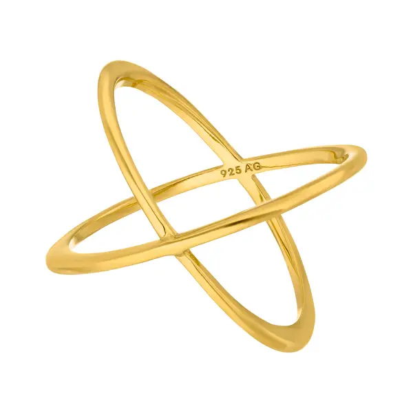 Leaf Jewelry Ring X Cross, 18 K Gelbgold vergoldet, Größe 54 Fabrikpreis