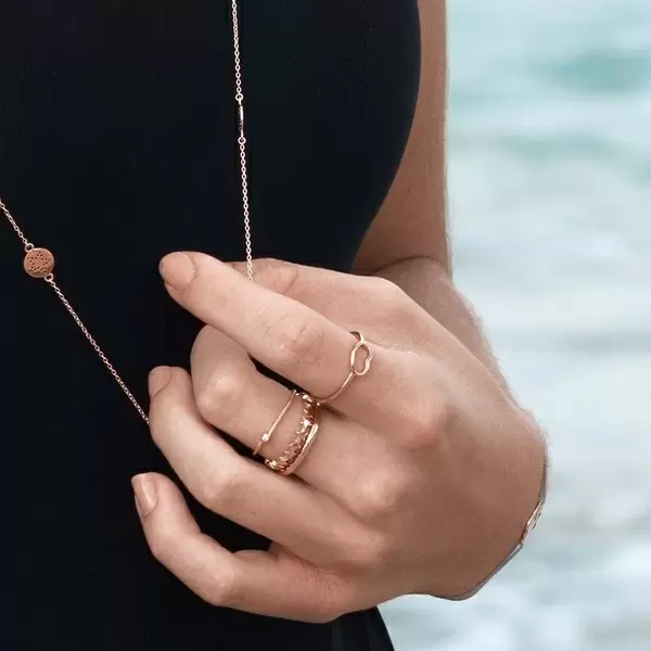 Leaf Jewelry Stacking Ring Basic, 18 K Gelbgold vergoldet, Größe 50 Online Shopping