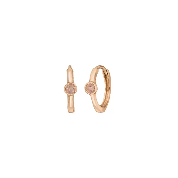 Leaf Jewelry Creole One Gem, Rosenquarz, 18 K Rosegold vergoldet Preisnachlass