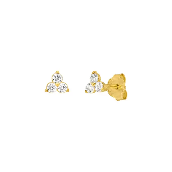 Leaf Jewelry Ohrstecker Triple Zirkonia, 18 K Gelbgold vergoldet Online Outlet