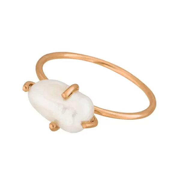 Leaf Jewelry Ring Barockperle, 18 K Rosegold vergoldet, Gr.50 Riesige Rabatte