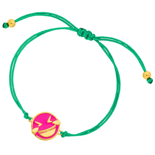 Leaf Jewelry Glücksarmband "LOL" EMOJI, 18 K Gelbgold vergoldet Clearance-Verkauf