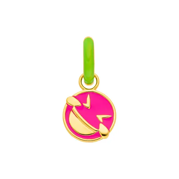 Leaf Jewelry Single Creole "LOL" EMOJI, 18 K Gelbgold vergoldet Meist gekauft