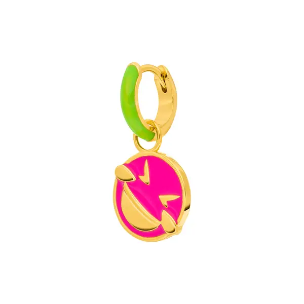 Leaf Jewelry Single Creole "LOL" EMOJI, 18 K Gelbgold vergoldet Meist gekauft