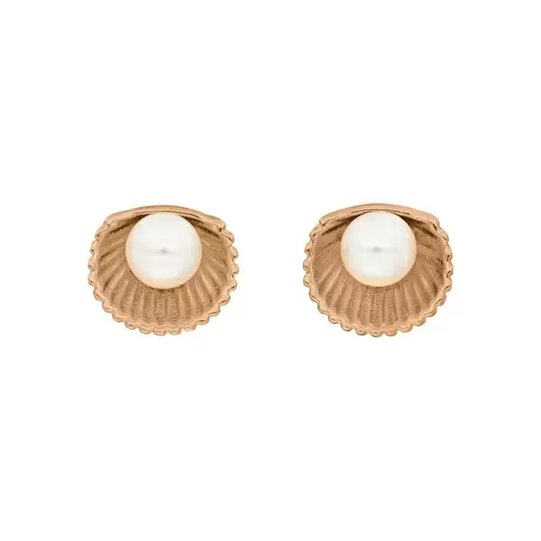 Leaf Jewelry Ohrstecker Muschel mit Perle, 18 K Rosegold vergoldet Günstig kaufen