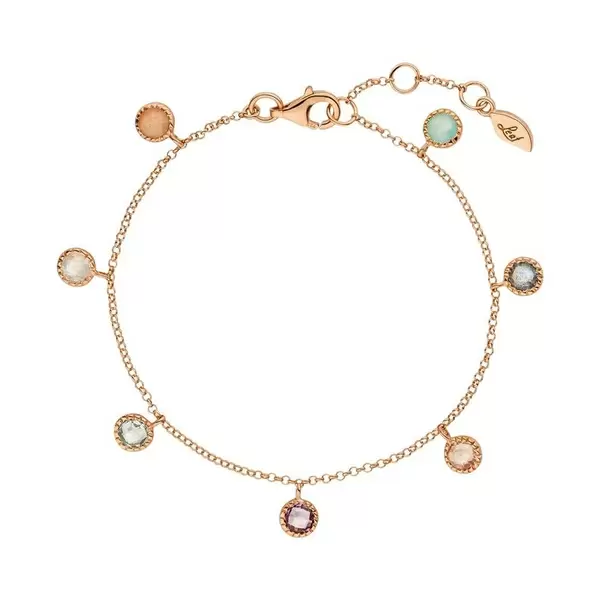 Leaf Jewelry Armkette Sweet Drops, Mix Gems, 18 K Rosegold vergoldet Valentinstagsangebot
