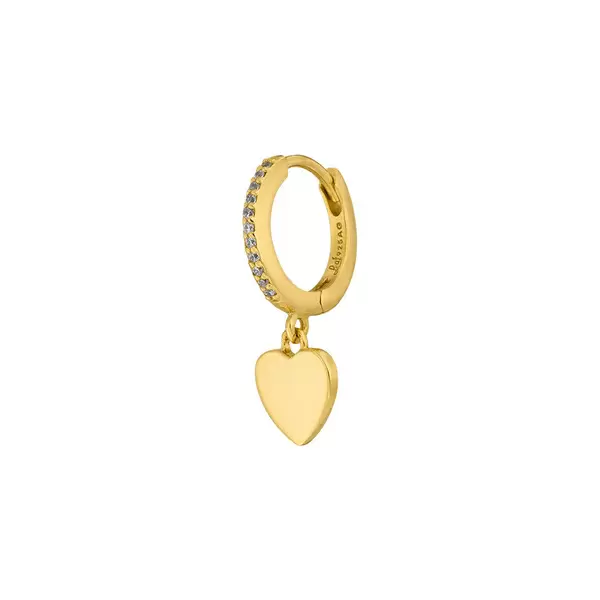 Leaf Jewelry Single Creole HEART/Zirkonia, 18 K Gelbgold vergoldet Letzter Tag