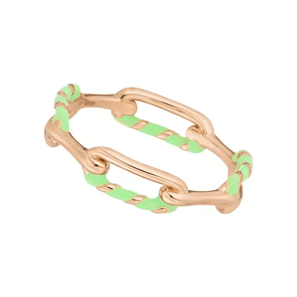 Leaf Jewelry Ring Neon Twist, 18 K Rosegold vergoldet, grün, Gr.54 Clearance-Verkauf