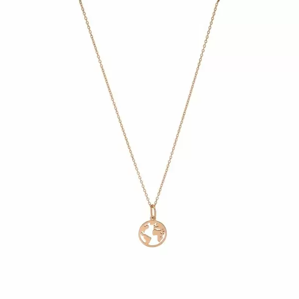 Leaf Jewelry Halskette Weltkugel, 18 K Rosegold vergoldet Fabrikpreis
