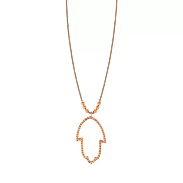 Leaf Jewelry Glückshalskettchen Fatima's Hand, 18 K Rosegold, Beige Black Friday