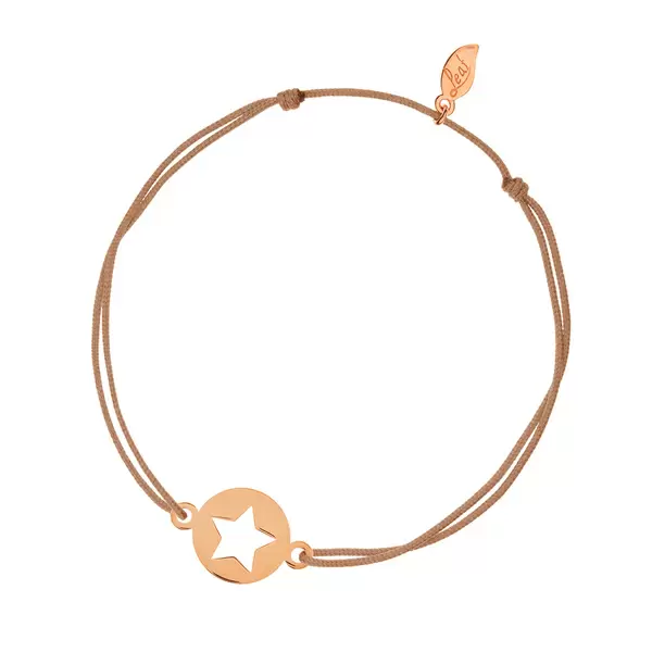 Leaf Jewelry Glücksbändchen Star, 14 K Roségold, Beige VIP-Rabatte