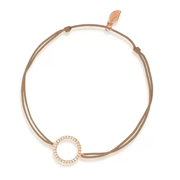 Leaf Jewelry Glücksbändchen Circle mit Diamanten, 18 K Rosegold, Beige Sonderangebot der Fabrik