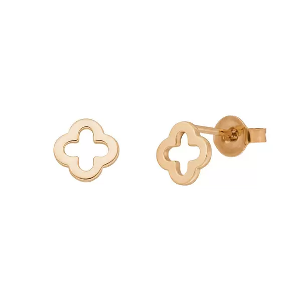 Leaf Jewelry Ohrstecker Clover, 14 K Rosegold Vierteljährliche Förderung