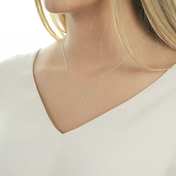 Leaf Jewelry Halskette Letter "J", 14 K Weißgold mit Diamanten Blitzangebot