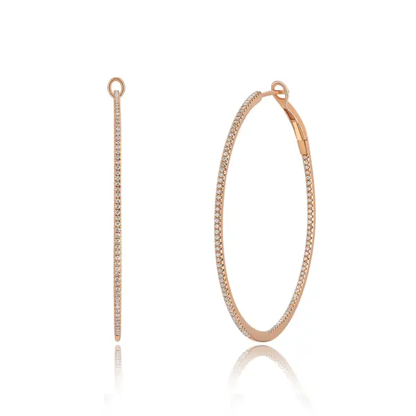 Leaf Jewelry Creole Circle L mit Diamanten, 45mm, 18 K Rosegold Kauf eins, bekomm eins gratis