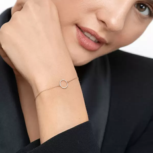 Leaf Jewelry Armkette Circle mit Diamanten, 18 K Roségold Super Sparpreis