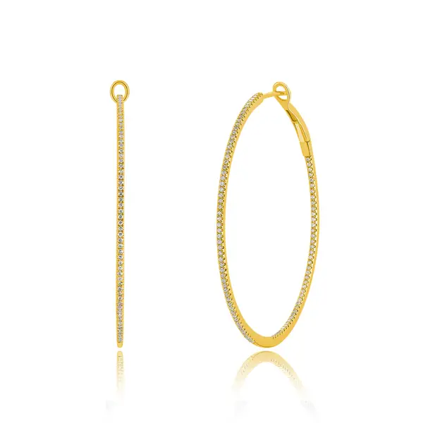 Leaf Jewelry Creole Circle L mit Diamanten, 45mm, 18 K Gelbgold Neueste Stile