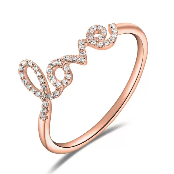 Leaf Jewelry Ring Love 18K Roségold mit Diamanten Letzter Tag