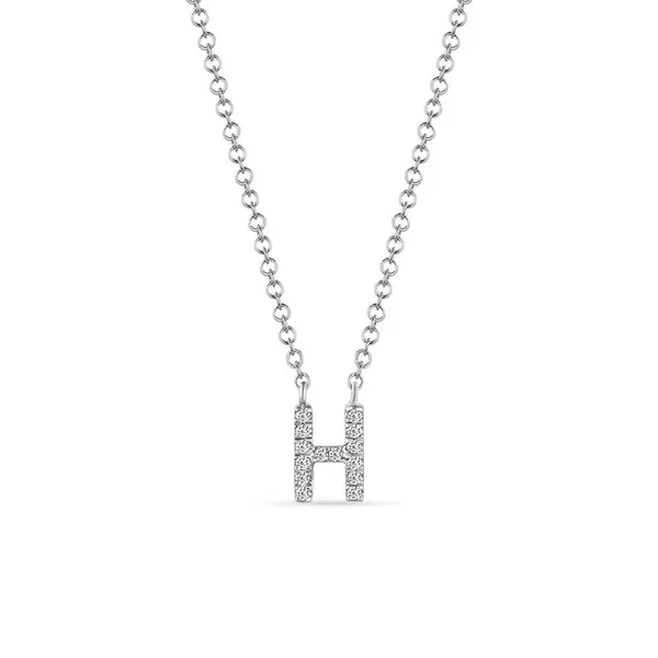 Leaf Jewelry Halskette Letter "H", 14 K Weißgold mit Diamanten Top Angebot