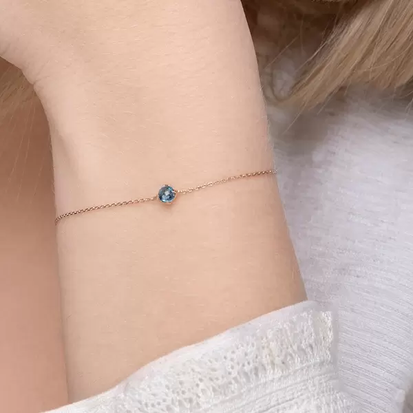 Leaf Jewelry Armkette Cabochon, Blue Topaz, 14 K Rosegold Online Outlet